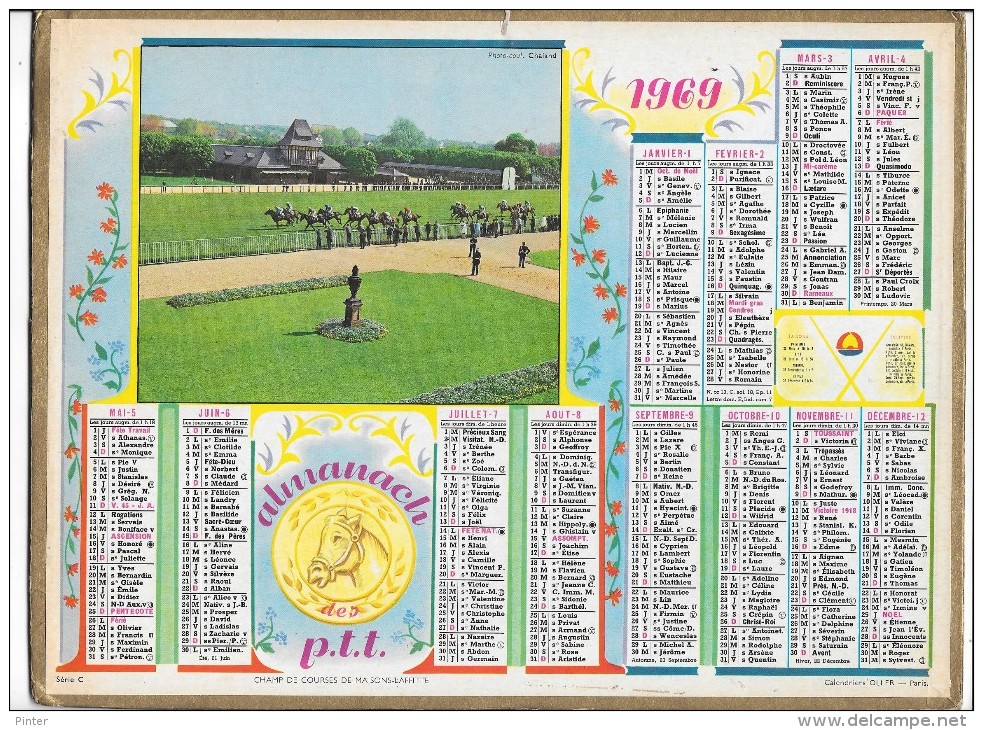 CALENDRIER - ALMANACH DES POSTES ET DES TELEGRAPHES - ANNEE 1969 - Département De SEINE ET MARNE - Big : 1961-70