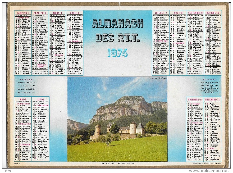 CALENDRIER - ALMANACH DES POSTES ET DES TELEGRAPHES - ANNEE 1974 - Département De SEINE ET MARNE - Grand Format : 1971-80