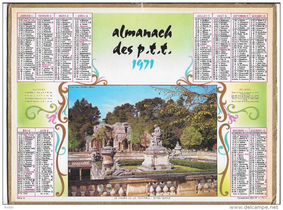CALENDRIER - ALMANACH DES POSTES ET DES TELEGRAPHES - ANNEE 1971 - Département De SEINE ET MARNE - Grand Format : 1971-80