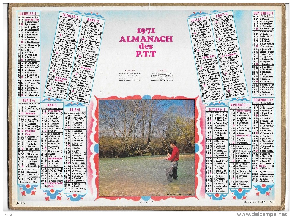 CALENDRIER - ALMANACH DES POSTES ET DES TELEGRAPHES - ANNEE 1971 - Département De SEINE ET MARNE - Grand Format : 1971-80