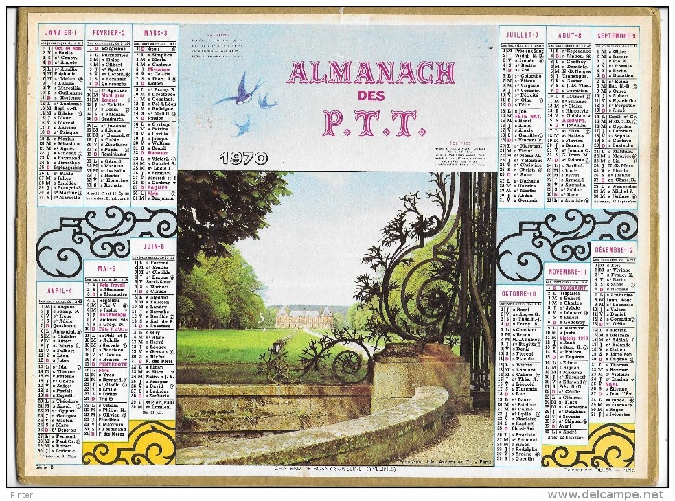 CALENDRIER - ALMANACH DES POSTES ET DES TELEGRAPHES - ANNEE 1970 - Département De SEINE ET MARNE - Grand Format : 1971-80