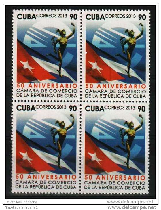 2013.2 CUBA 2013 BLOQUE 4 50 ANIV CAMARA DE COMERCIO DE CUBA. COMERCE HERMES MERCURY FLAG - Unused Stamps