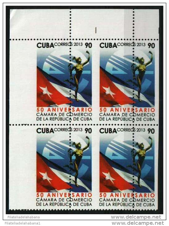 2013.26 CUBA 2013 BLOQUE 4 50 ANIV DE LA CAMARA DE COMERCIO.PERFORATION ERROR. HERMES, COMMERCE - Non Dentelés, épreuves & Variétés