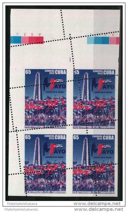 2013.47 CUBA 2013 BLOQUE 4 1 DE MAYO. DIA DEL TRABAJADOR. PERFORATION ERROR. WITHOUT COLOR - Imperforates, Proofs & Errors