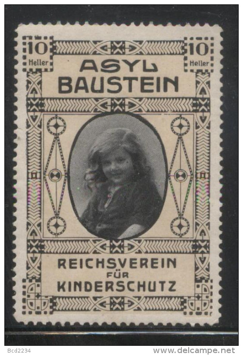 AUSTRIA 1918 ASYL BAUSTEIN LEMON CHILDREN'S HOME REICHSVEREIN FUR KINDERSCHUTZ FUND RAISING LABEL NHM POSTER STAMP - Ungebraucht