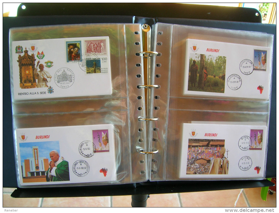 Enveloppes FDC illustrées TBE, Voyage du pape Saint Jean Paul II. Années 1990 et 1991 - Album G