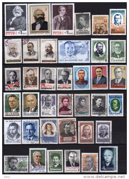 Exclusive Collection Of 331 Mint And Canceled Postage Stamps On The Theme "Famous People" - Collections (sans Albums)