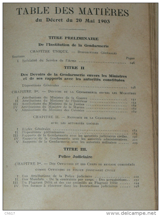 ENCYCLOPEDIE DES REGLEMENTS EN USAGE DANS LA GENDARMERIE 2EME EDITION 1932 / BRIGADE DE TEBESSA / CONSTANTINE - Police & Gendarmerie