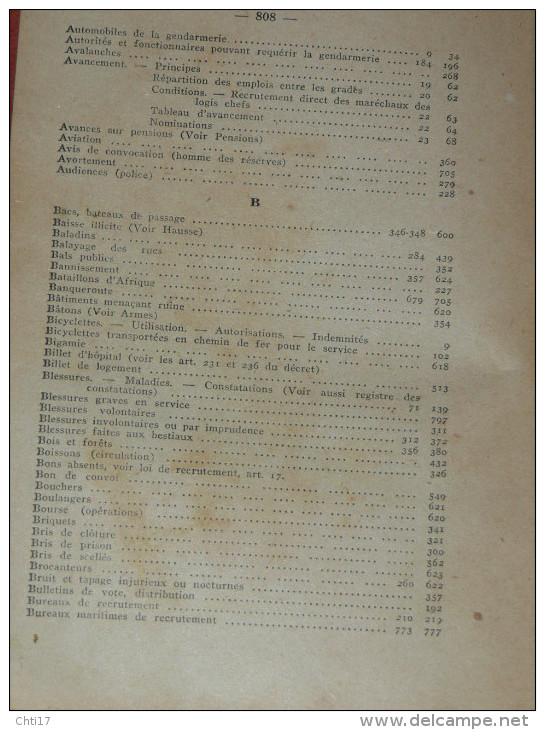 ENCYCLOPEDIE DES REGLEMENTS EN USAGE DANS LA GENDARMERIE 2EME EDITION 1932 / BRIGADE DE TEBESSA / CONSTANTINE