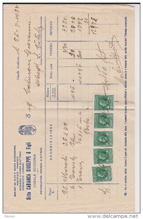 Casale Di Scodosia ( Padova ) Fattura 1928 - Historical Documents