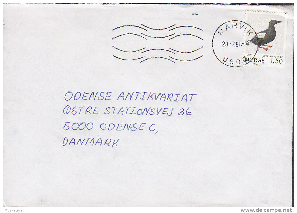 Norway Deluxe NARVIK 1981 Cover Brief To ODENSE Denmark Bird Vogel Oiseau Stamp - Briefe U. Dokumente