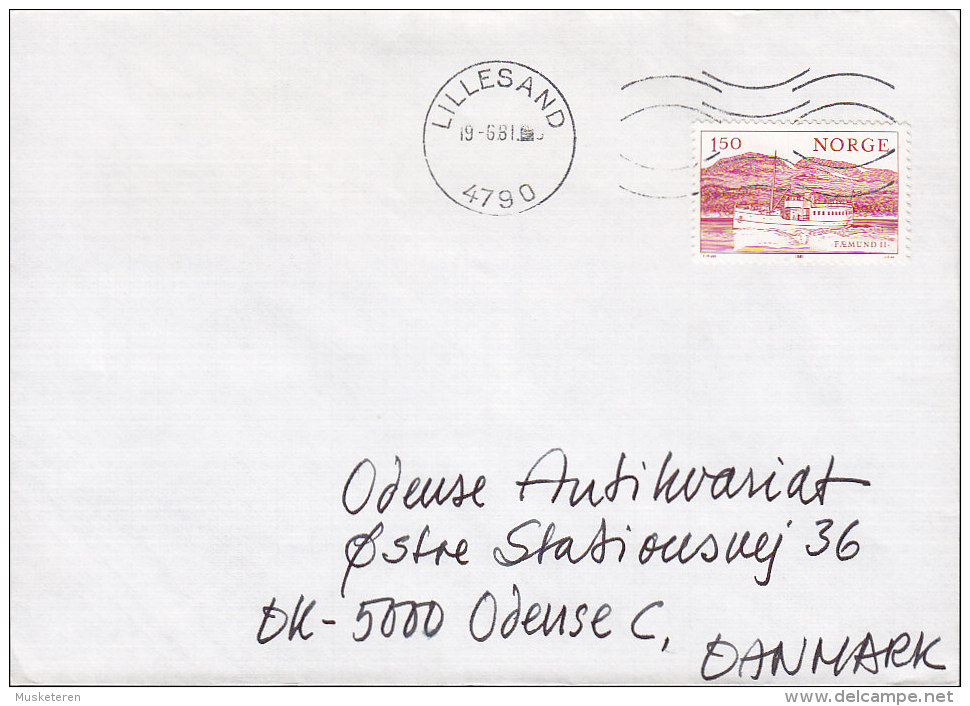 Norway Deluxe LILLESAND 1981 Cover Brief To ODENSE Denmark 1.50 Kr. Schiff Ship "Fæmund II." Stamp - Briefe U. Dokumente
