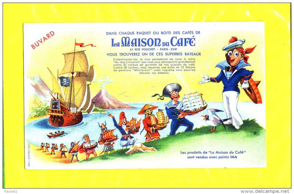 Buvard :La Maison Du Café  Bateau Pirate - Coffee & Tea