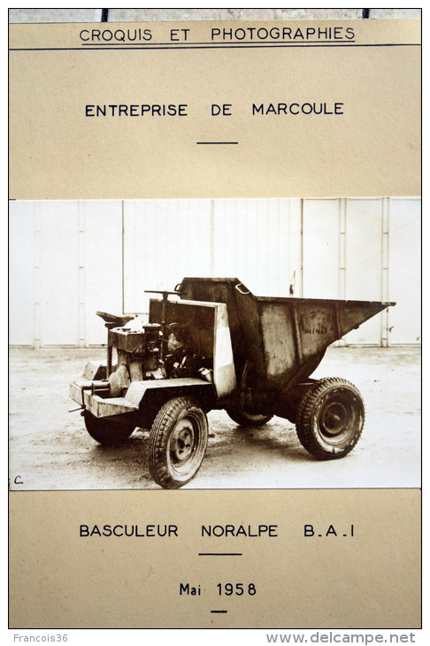 Fiche Technique CITRA Avec Photo Et Plan D'un Basculeur Noraple B.A.I En 1958 à Marcoule - Voir SCANS - Machines