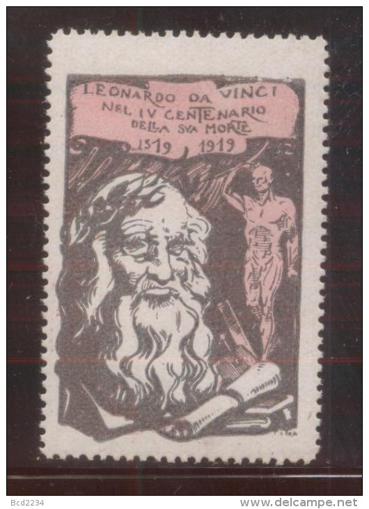 ITALY 1919 400TH DEATH ANNIV LEONARDO DA VINCI LIGHT PINK POSTER STAMP NHM CINDERELLA SCIENTIST - Otros & Sin Clasificación