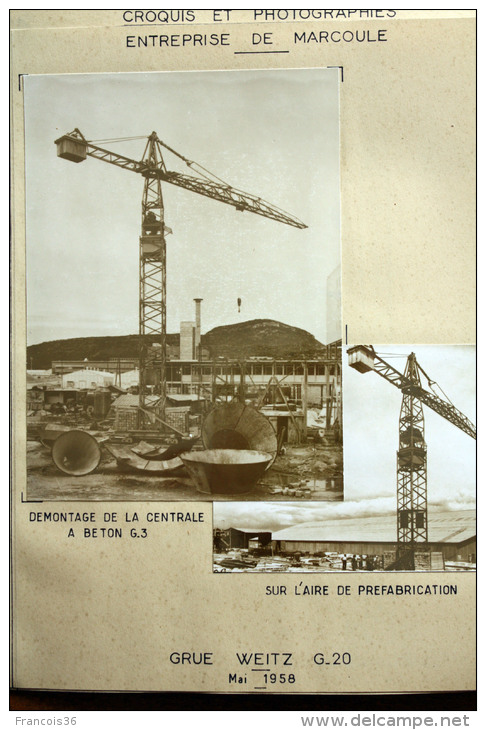 Fiche Technique CITRA D'une GRUE A TOUR WEITZ TYPE G 2 - Marcoule 1956 - Démontage De La Centrale à Béton - Machines