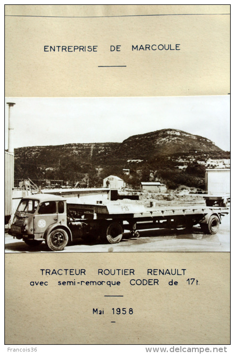 Fiche Technique CITRA D'un TRACTEUR Routier RENAULT Avec Semi Remorque CODER - Marcoule 1956 - Máquinas