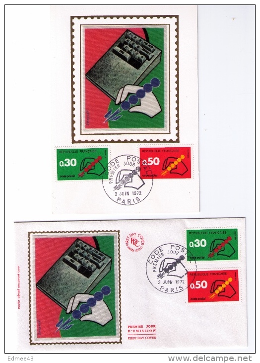 2 Documents Philatéliques Premier Jour, Code Postal, 1972 - Postcode