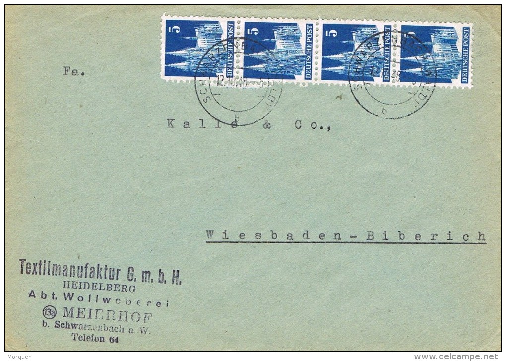 7653. Carta SCHWARZENBACH ( Almania ) 1948, Zona Anglo Americana - Sonstige & Ohne Zuordnung
