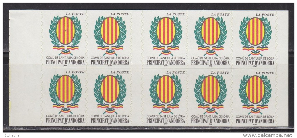 = Andorre Série Courante  Timbre 542 De 2001 Commune De San Julia De Loria Autocollant Neuf Carnet X10 N°11 - Postzegelboekjes