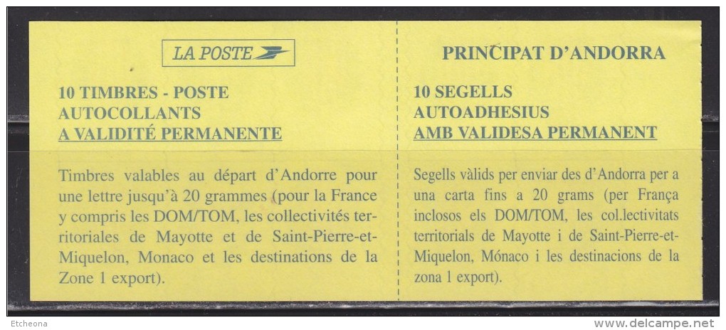 = Andorre Série Courante  Timbre 542 De 2001 Commune De San Julia De Loria Autocollant Neuf Carnet X10 N°11 - Libretti