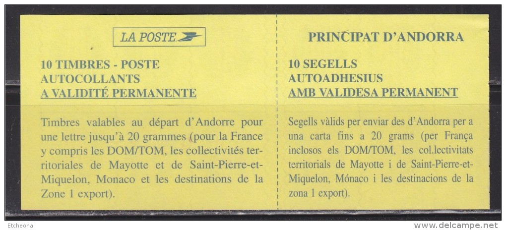 = Andorre Série Courante  Timbre 542 De 2001 Commune De San Julia De Loria Autocollant Neuf Carnet X10 N°11 - Markenheftchen