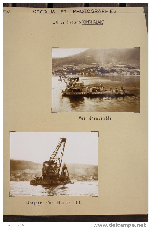 Fiche Technique CITRA 6 Photos Et Plan GRUE FLOTTANTE CINGHALAIS - Chantier Mers El Kebir 1957 Algérie Poste De Commande - Machines