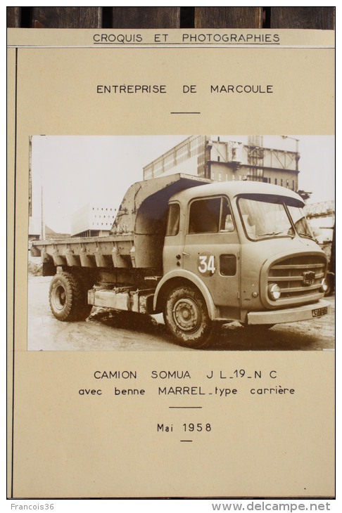 Fiche Technique CITRA D'un CAMION BENNE SOMUA JL 19 NC Avec Benne MARREL  - Entreprise De Marcoule 1956 - Machines