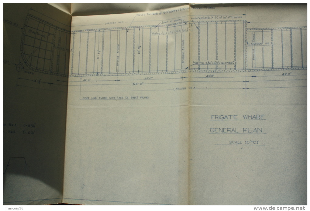 5 PLANS of Frigate wharf of BOMBAY in 1956  Naval Dockyard - Mumbai plan du Port - CITRA Cofferdam