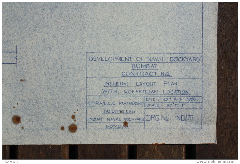 5 PLANS of Frigate wharf of BOMBAY in 1956  Naval Dockyard - Mumbai plan du Port - CITRA Cofferdam