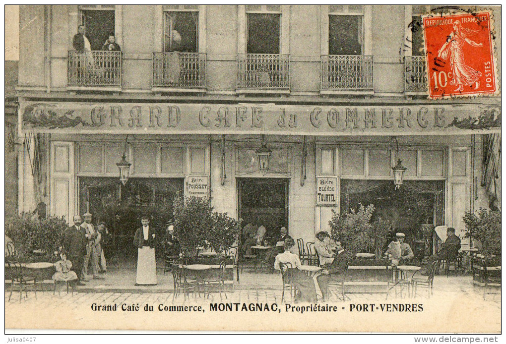 PORT VENDRES (66) Devanture Du Grand Café Du Commerce Montagnac Terrasse Animation - Port Vendres