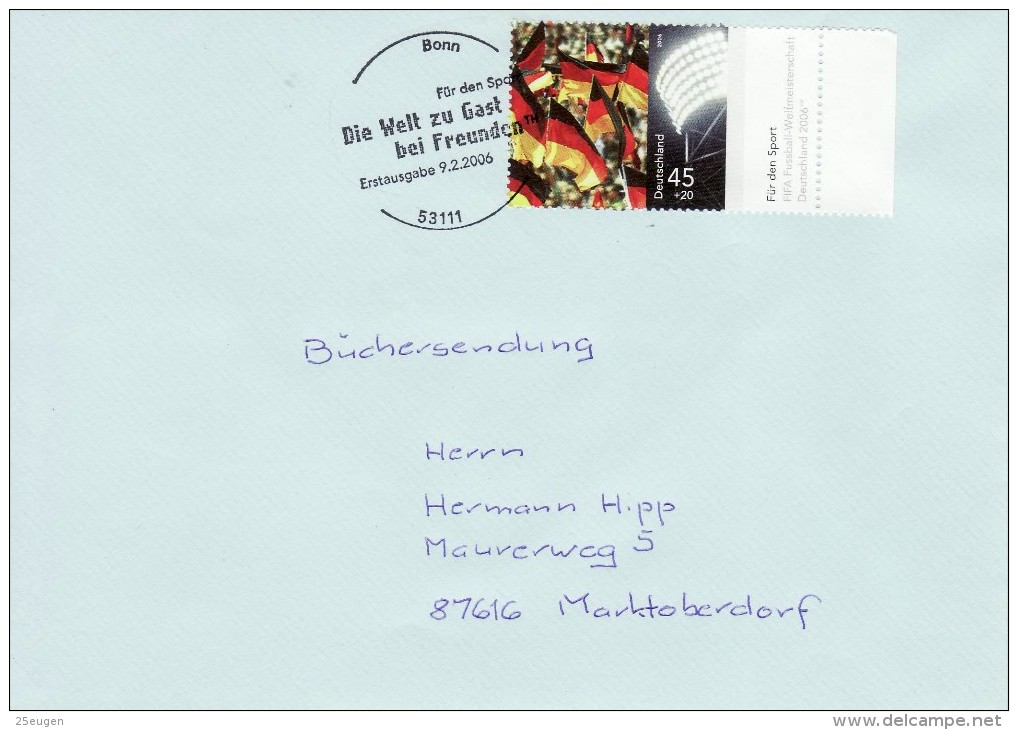 GERMANY 2006 FOOTBALL WORLD CUP GERMANY COVER WITH POSTMARK - 2006 – Germany