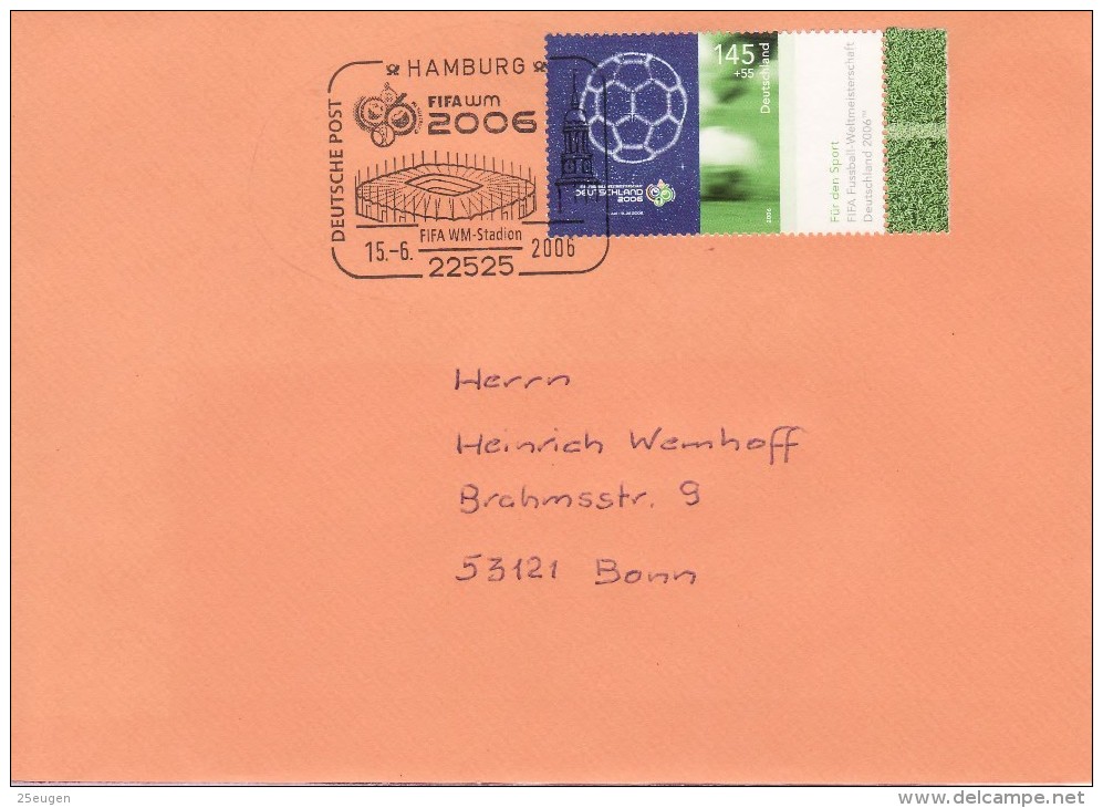 GERMANY 2006 FOOTBALL WORLD CUP GERMANY COVER WITH POSTMARK - 2006 – Germany