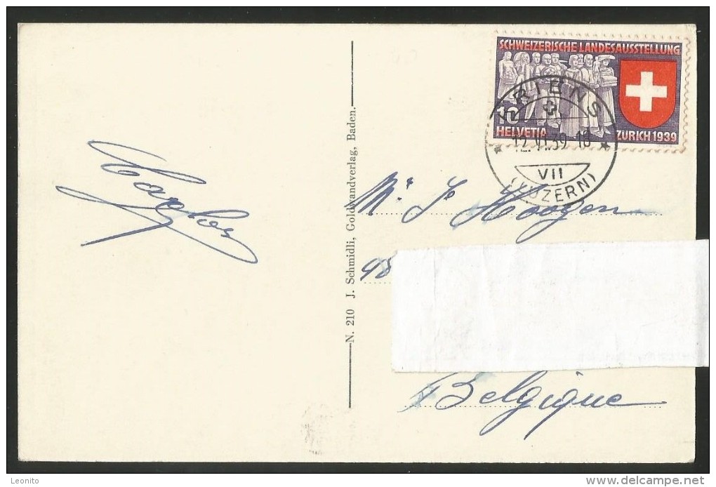 WETTINGEN Kirche Erbaut 1895 Dreischiffige Säulenbasilika Pfarrei St. Sebastian Landi-Briefmarke 1939 - Wettingen