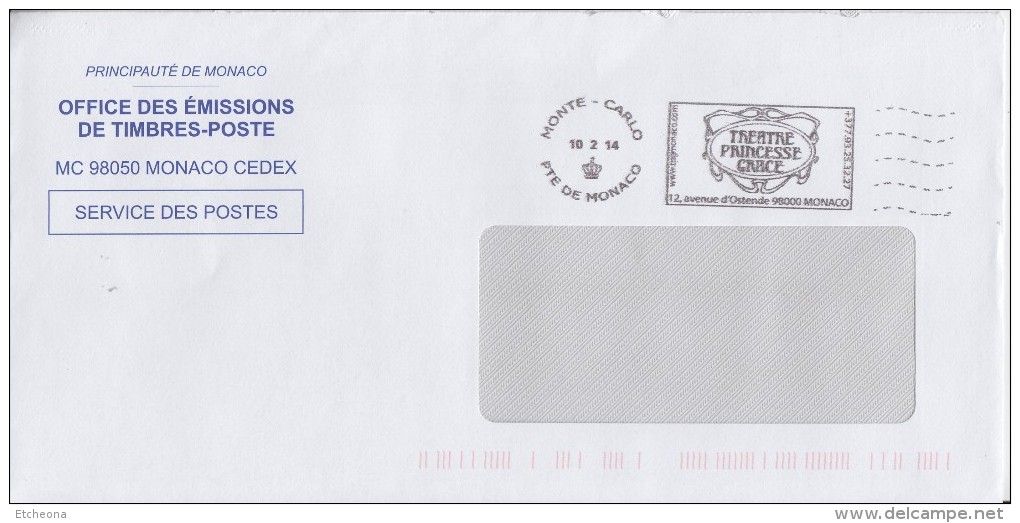 = Flamme Du Théâtre Princesse Grace, Monte-Carlo, Principauté De Monaco 10 2 14 OETP - Postmarks
