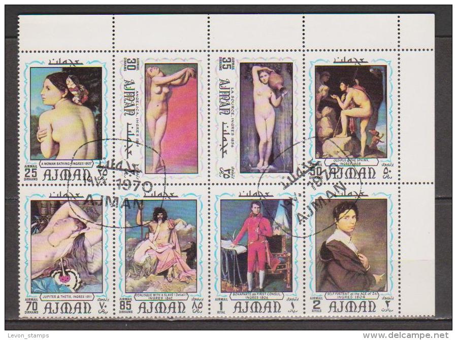 United Arab Emirates, Ajman ,Arts ,8 Stamps Sheet ,Cancelled. - Ajman