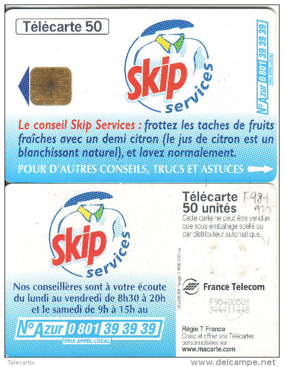 Télécarte SKIP SERVICES  F981.V1 50Unités Vide état B  * Cote 5€ Bien Lire Descriptif ! - 1999