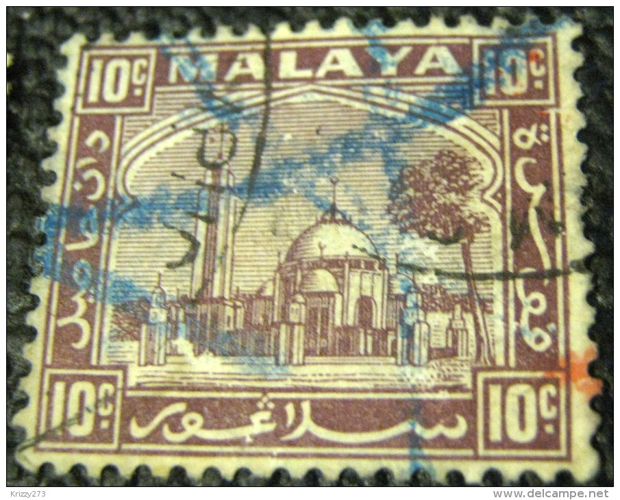 Selangor 1935 Klang Mosque 10c - Used - Selangor