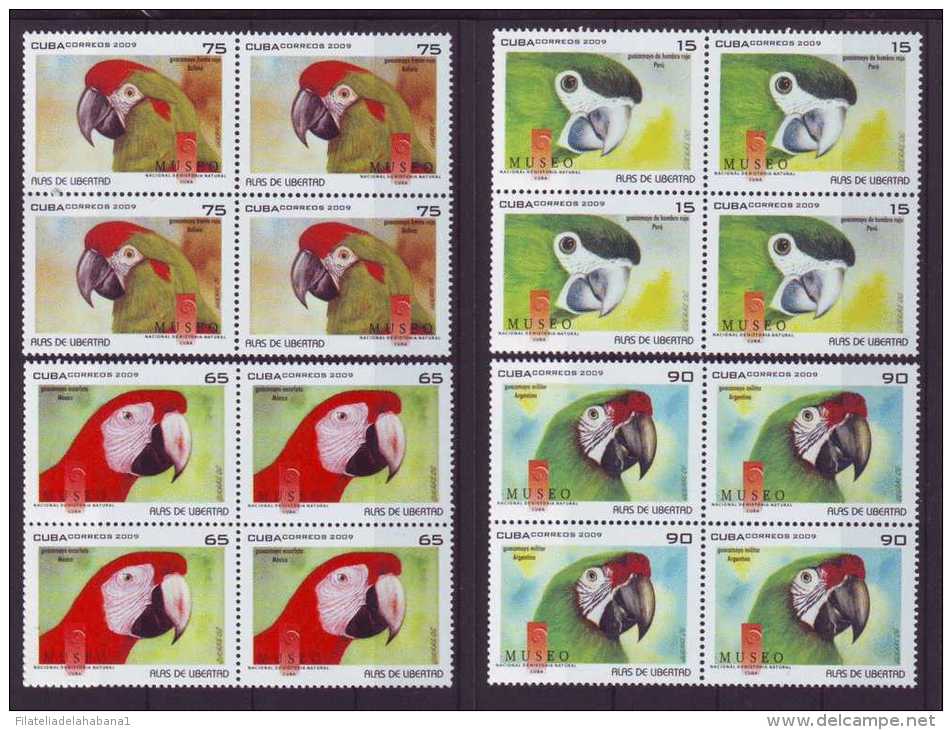2009.20 CUBA 2009 COMPLETE SET BLOCK 4 MNH 2009 UNUSED. PARROT BIRD. AVES. PAJAROS. LOROS. COTORRAS. - Unused Stamps