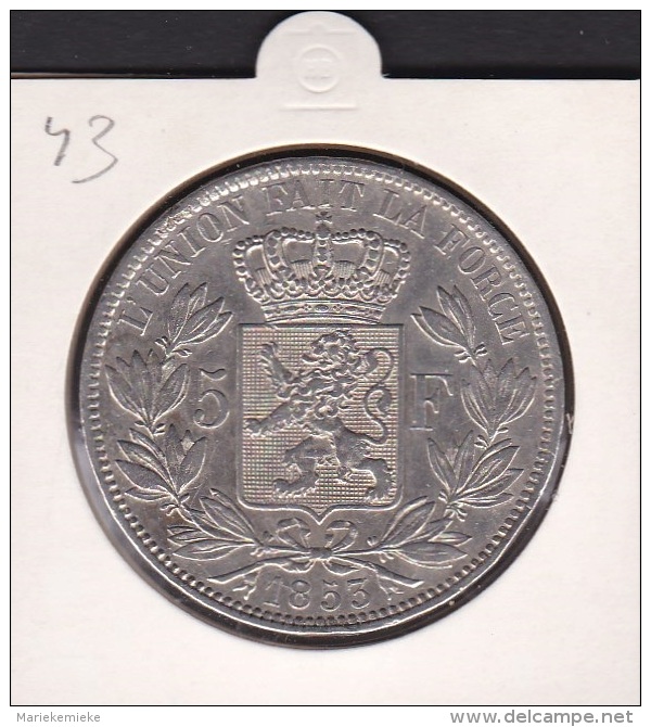 BELGIë LEOPOLD ééN / 5 FRANK ZILVER 1853 / MORIN 43 / BELGIQUE LEOPOLD PREMIER / 5 FRANCS 1853 ARGENT - 5 Francs