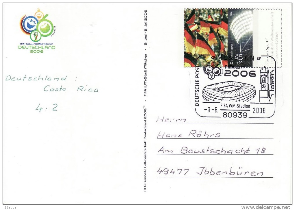 GERMANY 2006 FOOTBALL WORLD CUP GERMANY POSTCARD WITH POSTMARK  /  R 03 / - 2006 – Germany