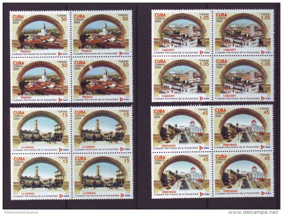 2009.55 CUBA 2009 COMPLETE SET MNH PATRIMONIO CITY. BLOCK 4. LA HABANA. CAMAGUEY. TRINIDAD. CIENFUEGOS. - Neufs