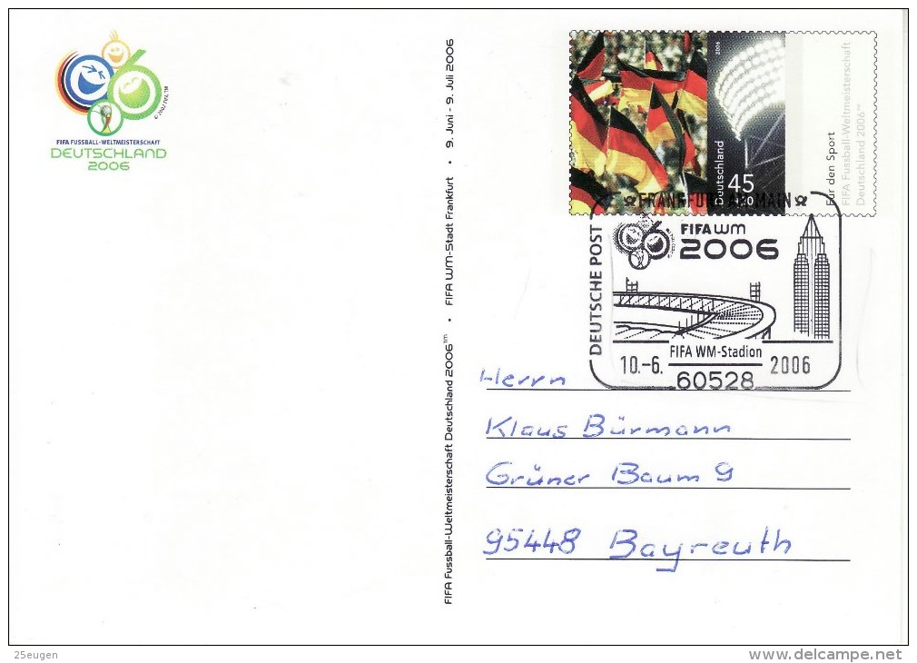 GERMANY 2006 FOOTBALL WORLD CUP GERMANY POSTCARD WITH POSTMARK  /  R 09 / - 2006 – Germany