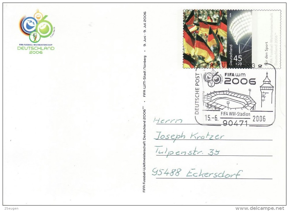 GERMANY 2006 FOOTBALL WORLD CUP GERMANY POSTCARD WITH POSTMARK  /  R 11 / - 2006 – Germany