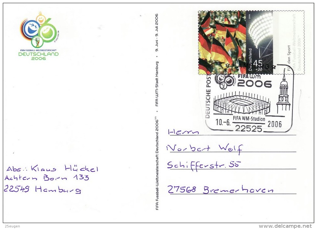 GERMANY 2006 FOOTBALL WORLD CUP GERMANY POSTCARD WITH POSTMARK  /  R 15 / - 2006 – Germany