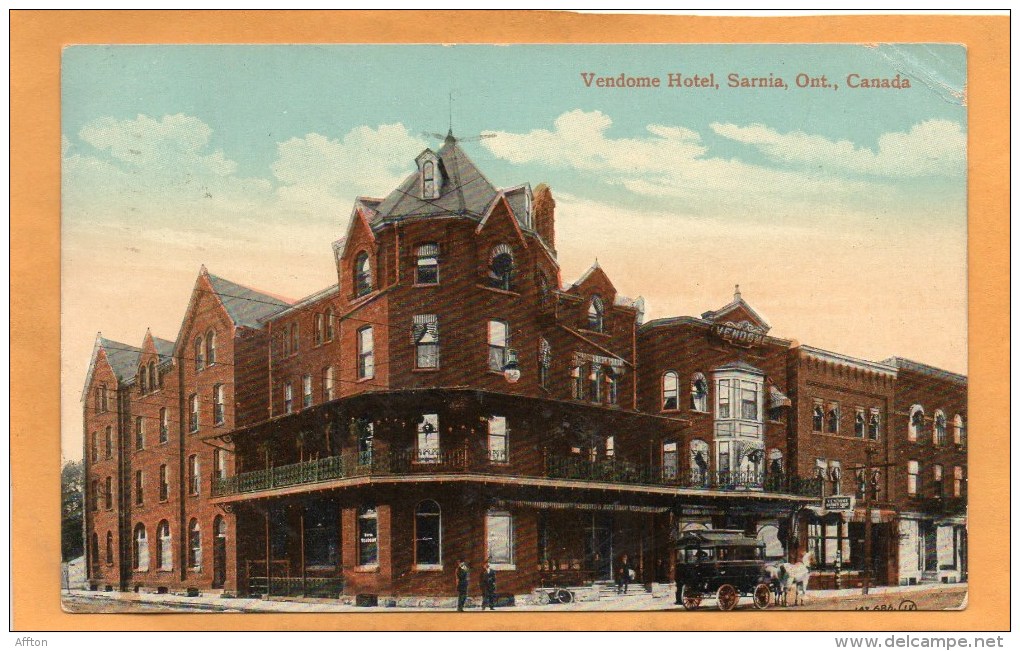 Vendome Hotel Sarnia Ont 1912 Postcard Mailed - Sarnia