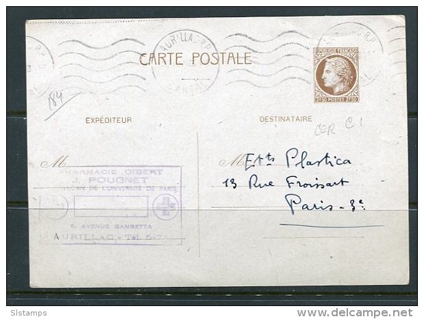 France 1946 Postal Stationary Card Paris - Covers & Documents