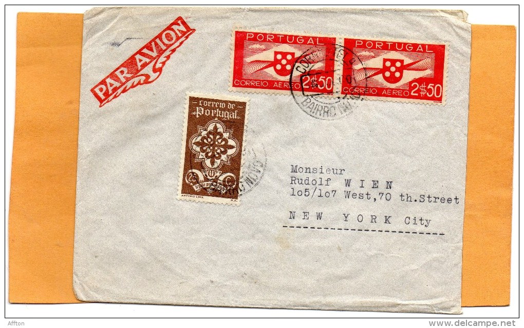 Portugal 1940 Air Mail Cover Mailed To USA - Lettres & Documents