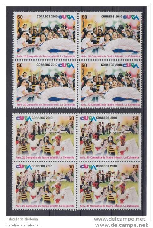 2010.54 CUBA 2010 MNH. 20 ANIV DE LA COMPAÑIA "LA COLMENITA". CHILDREN THEATER. BLOQUE DE 4. - Unused Stamps