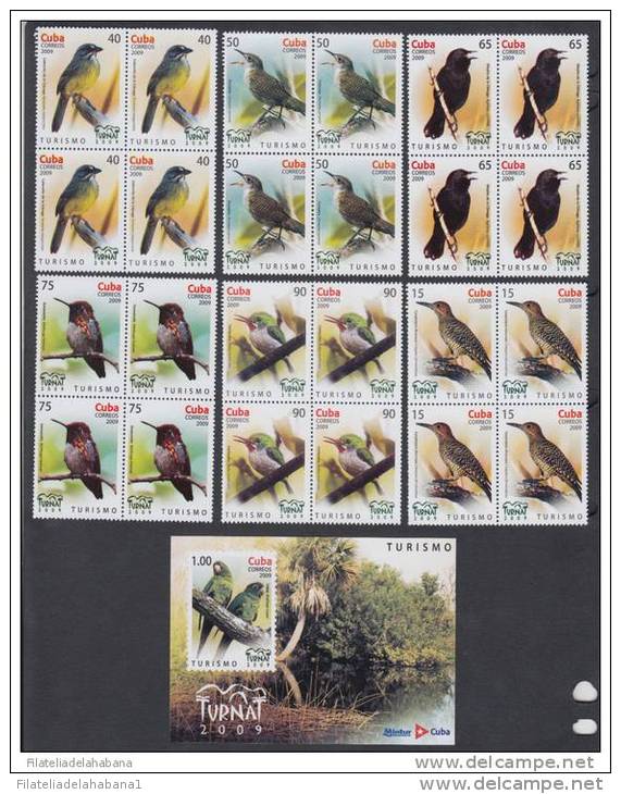 2009.14 CUBA 2009 MNH. TURNAT. TURISMO. BLOQUE DE 4 + 1 HOJA. BIRD. AVES. COLIBRI. ZUNZUN. CARTACUBA. CABRERO. - Nuovi